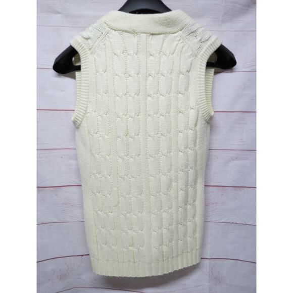 Vintage Sweater Vest Cream Acrylic w/ Buttons Marianne Fashions Medium - Picture 6 of 8